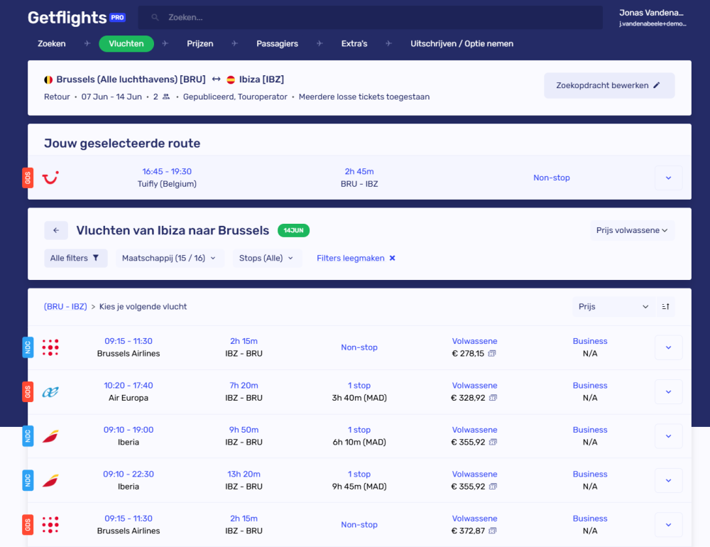 multiticket search IBZ retour