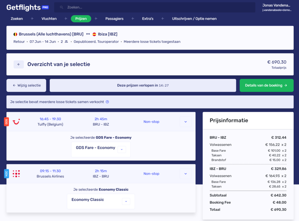 multiticket prijs en selectie overzicht IBZ